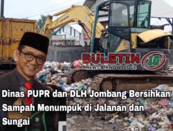 Dinas PUPR dan DLH Jombang Bersihkan Sampah Menumpuk di Jalanan dan Sungai