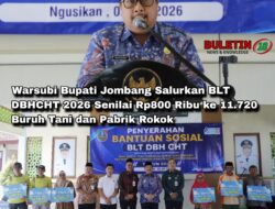 Warsubi Bupati Jombang Salurkan BLT DBHCHT 2026 Senilai Rp800 Ribu ke 11.720 Buruh Tani dan Pabrik Rokok